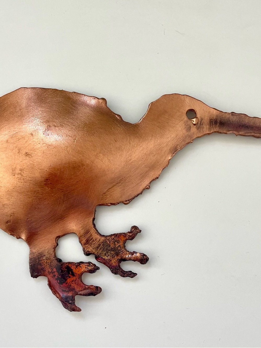 Brutalist Metal Sculpture Kiwi Bird Wall Art Hanging MCM Copper New Zealand